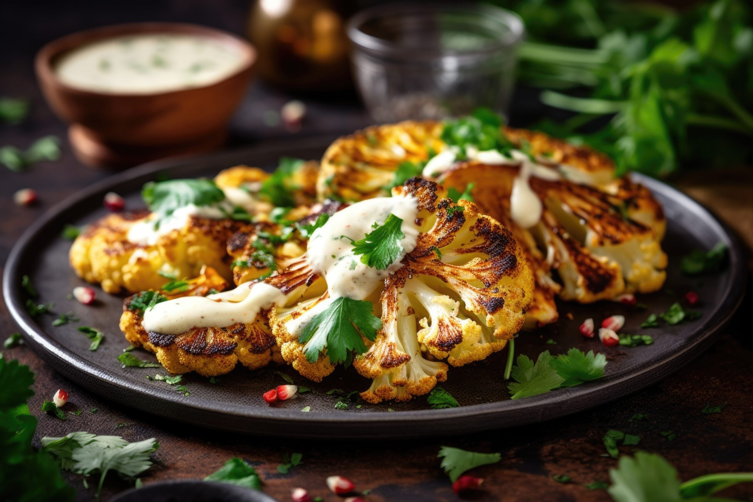 Za’atar Roasted Cauliflower with Lemon, Parsley & Tahini Sauce