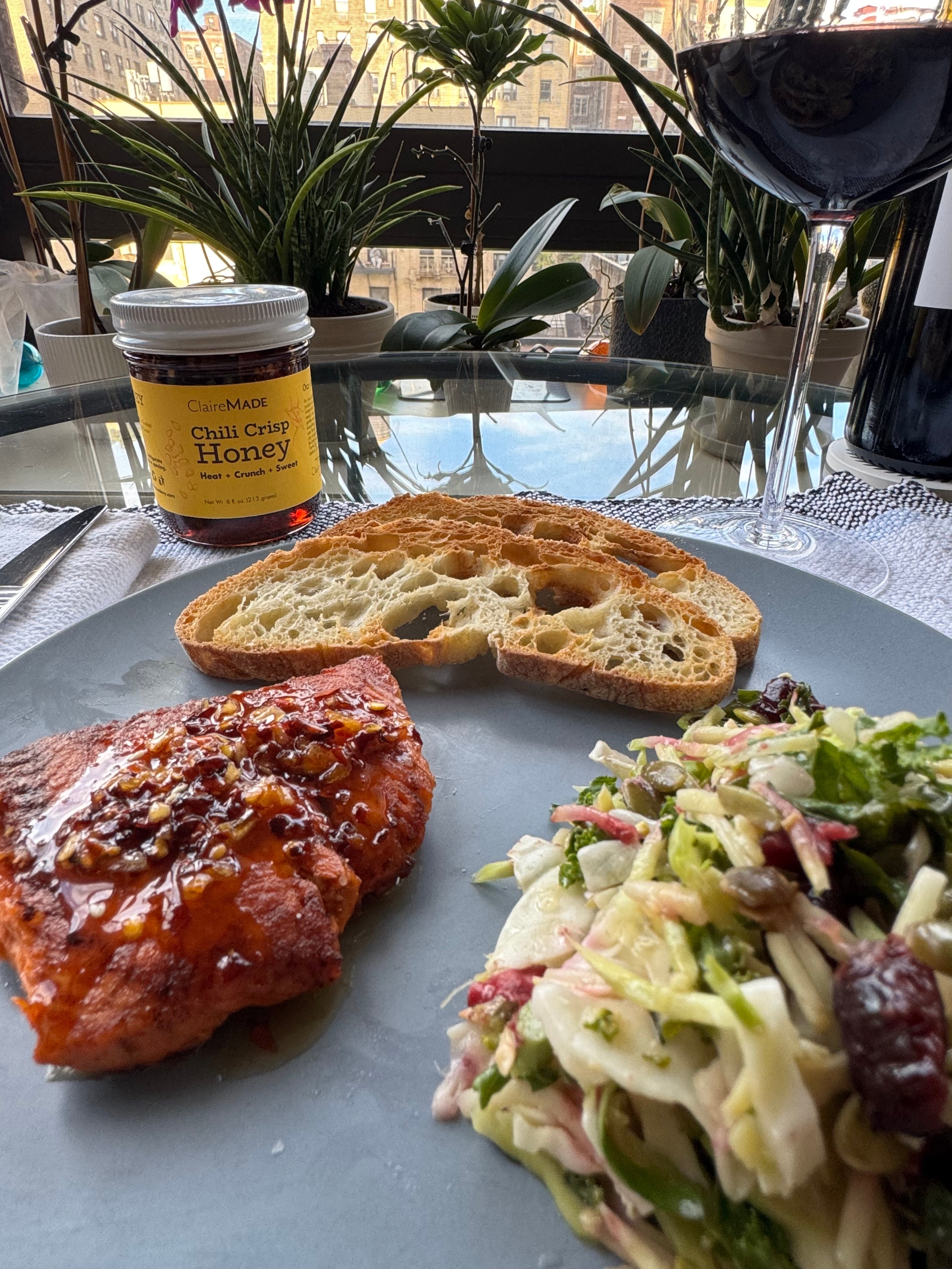 Seared Salmon with Chili Crisp Honey