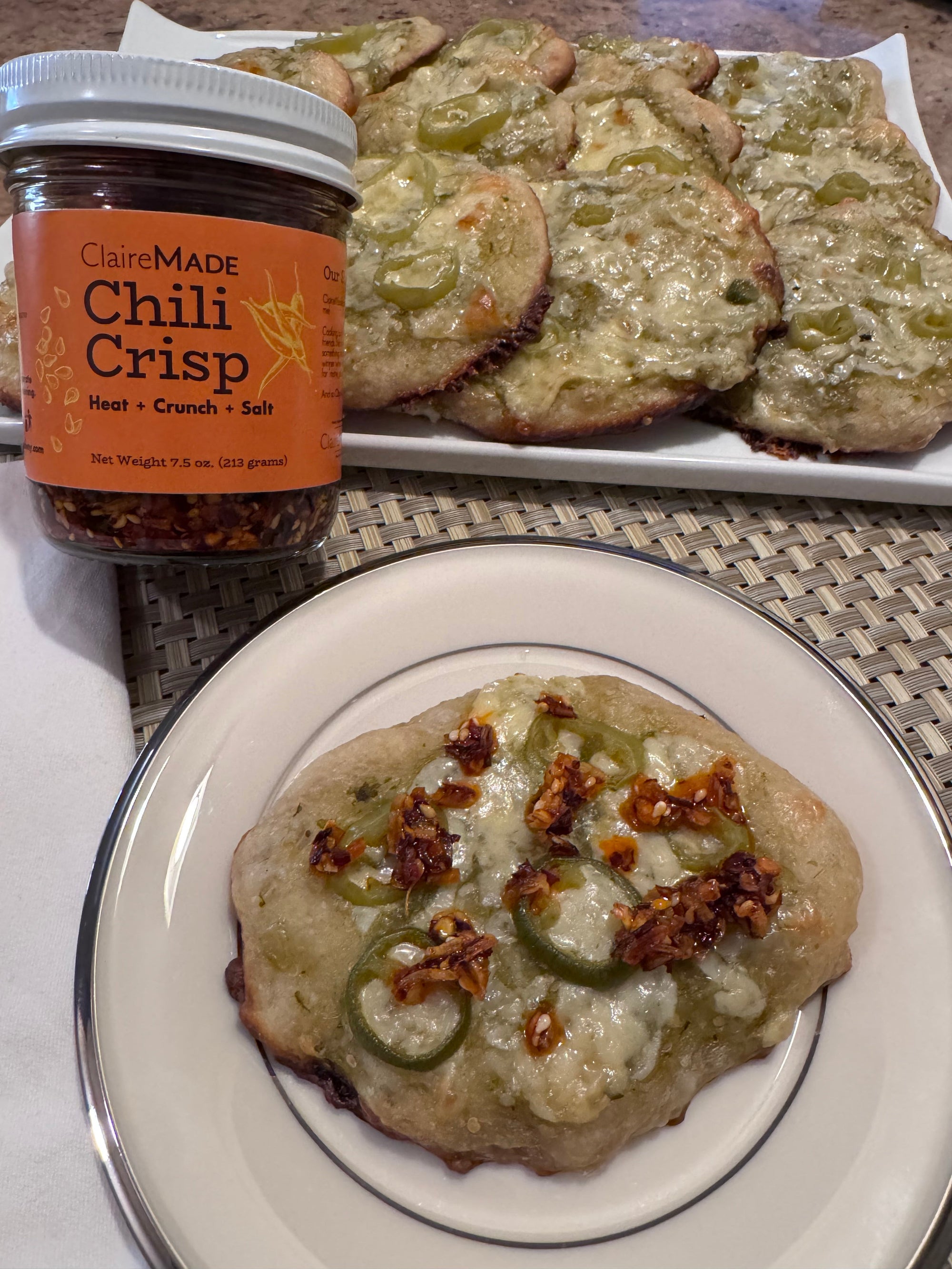 Green Salsa Savory Pie-lets with Cheddar, Banana Peppers, and Chili Crisp